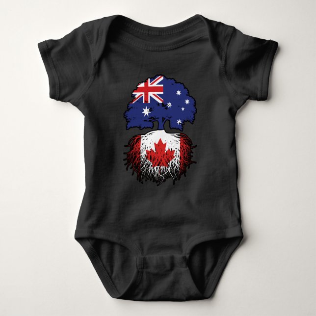 Body Para Bebê Canadá, Austrália, Canadá, Raízes de Árvore (Frente)