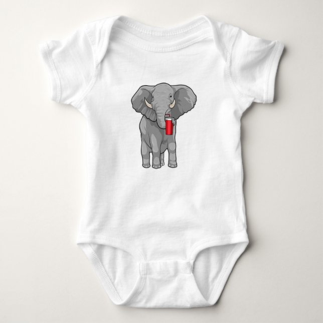 Body Para Bebê Caneca de Bebendo elefante (Frente)