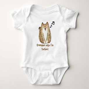 Body Para Bebê Cantando Gatinho Engraçado Vovó diz que sou perfei