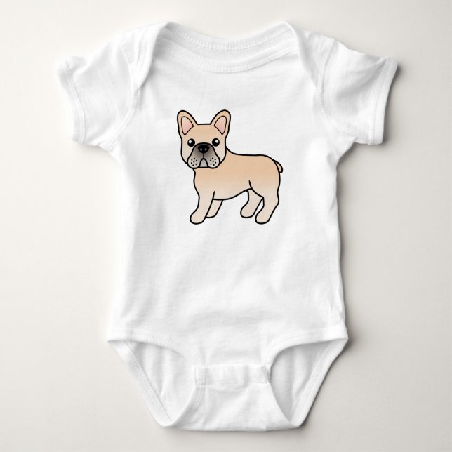Body Para Bebê Cão-de-Cartoon de Cream-Bulldog (Frente)
