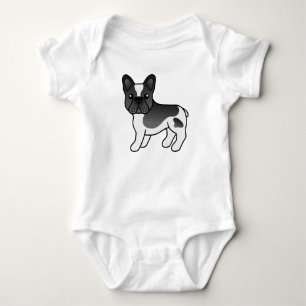 Body Para Bebê Cão-de-Cartoon Negro Piebaldo Francês