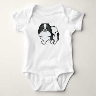 Body Para Bebê Cão-de-Cartoon Pomerano Partidário Preto