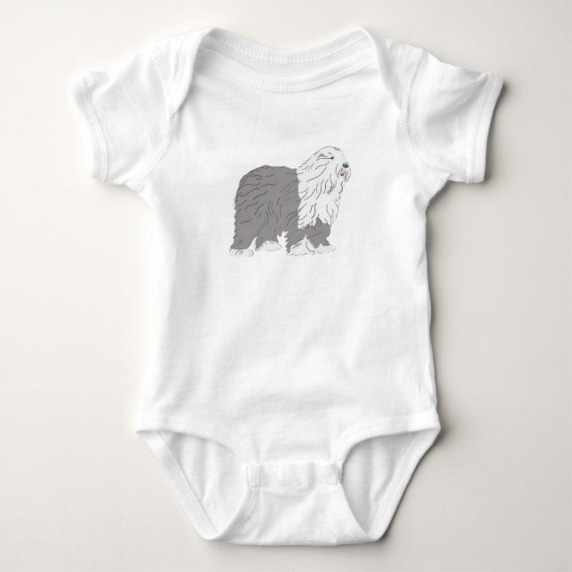 Body Para Bebê Cão de Pastoreio Inglês Antigo (Frente)