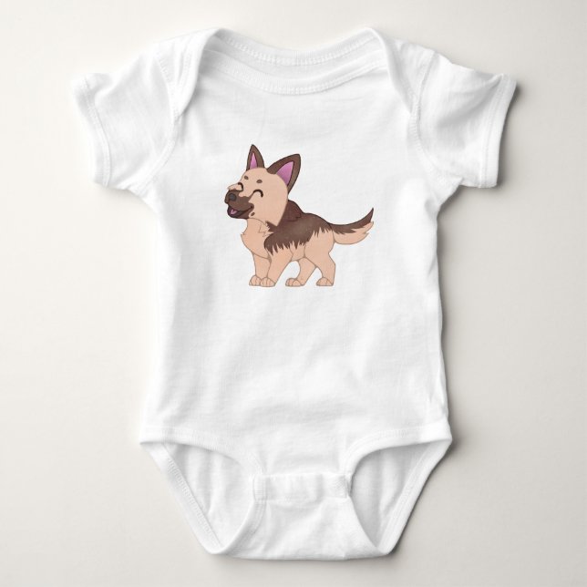 Body Para Bebê Cão German shepherd Kawaii (Frente)