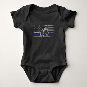 Body Para Bebê Cão Malinois Belga da Polícia de Linha Azul Fino