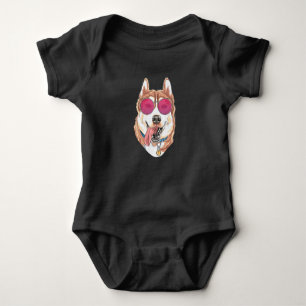 Body Para Bebê Cão Rouco Vintage com óculos escuros dos anos 90