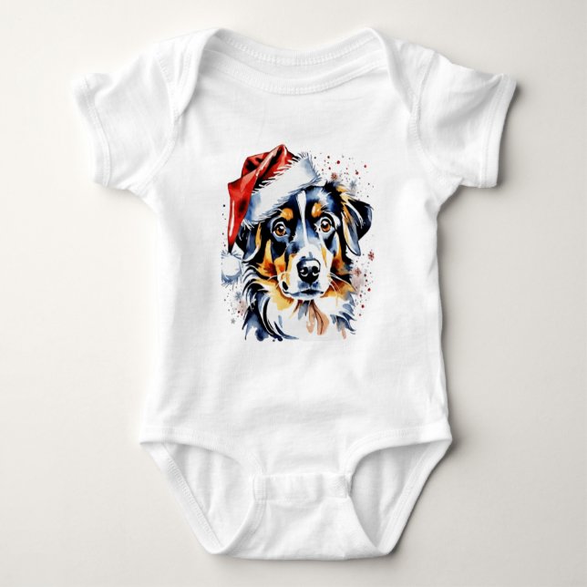 Body Para Bebê Cãozinho bonitinho de Natal (Frente)