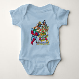 Body Para Bebê Capitã Planeta e o logotipo do grupo Planeters