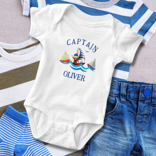 Body Para Bebê Capitão de Barco Náutico Personalizado para Crianç