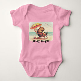 Body Para Bebê Capybara at beach says: Relax, Fluffy