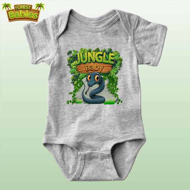 Body Para Bebê Caráter genético da Cobra de bébé-branca 🐍 (Cute Baby Indigo Snake shirt, Whimsical Woodland Wildlife Animal Character One-piece Bodysuit 🐍)