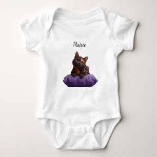 Body Para Bebê Caricatura Tortoisesinferno Kitten em Púrpura