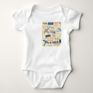Body Para Bebê Carimbo do Documento Vintage, Conjunto de Decores.