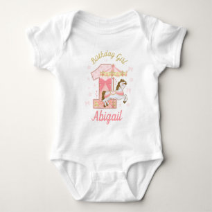Body Para Bebê Carousel First Birthday Girl