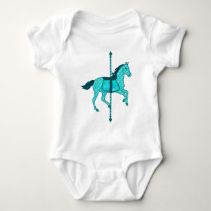 Body Para Bebê Carousel Horse - Turquesa e Aqua
