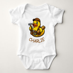 Body Para Bebê Carpinteiro Pato de Borracha