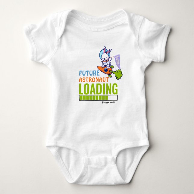 Body Para Bebê Carregamento do Astronauta Futuro | Rabbit Anivers (Frente)