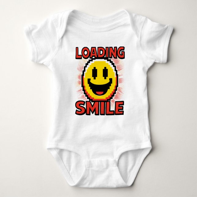 Body Para Bebê Carregando Smile – Rosto Sorridente Retro Pixel Ar (Frente)
