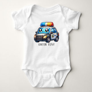 Body Para Bebê Carro da Polícia de Bebê de Texto Personalizado
