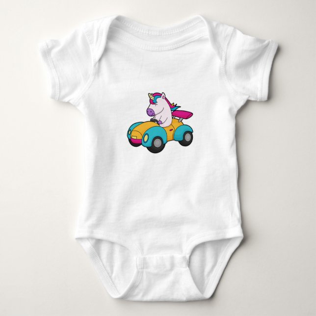 Body Para Bebê Carro Unicorn (Frente)