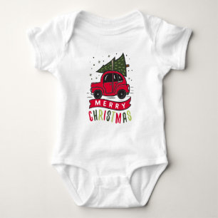 Body Para Bebê Carro Vermelho Árvore de Natal Colorida Divertida