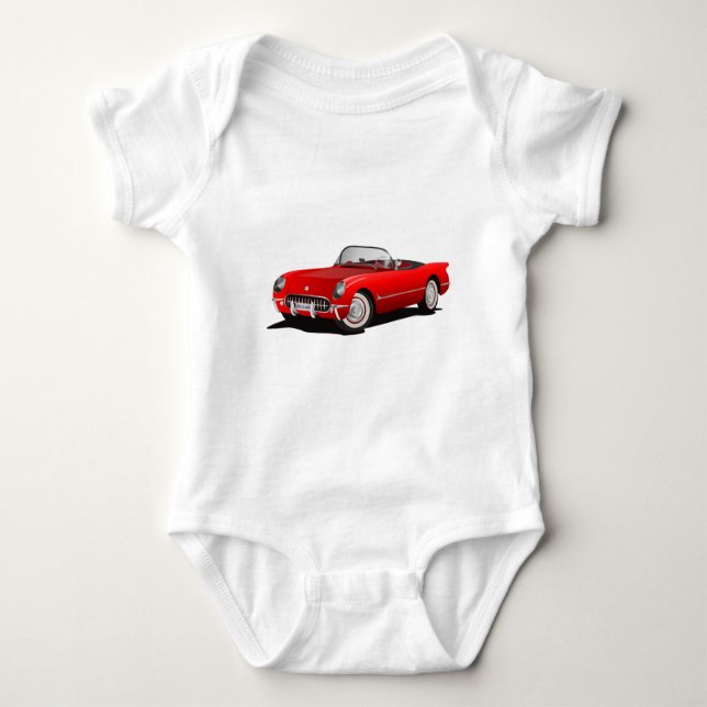 Body Para Bebê carro vermelho clássico (Frente)