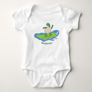 Body Para Bebê Cartografia de surf de tartaruga engraçada