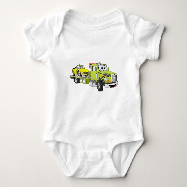 Body Para Bebê Cartografia Verde Flatbed Tow Truck (Frente)