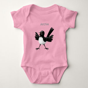 Body Para Bebê Cartoon australiano Willie Wagtail personalizado
