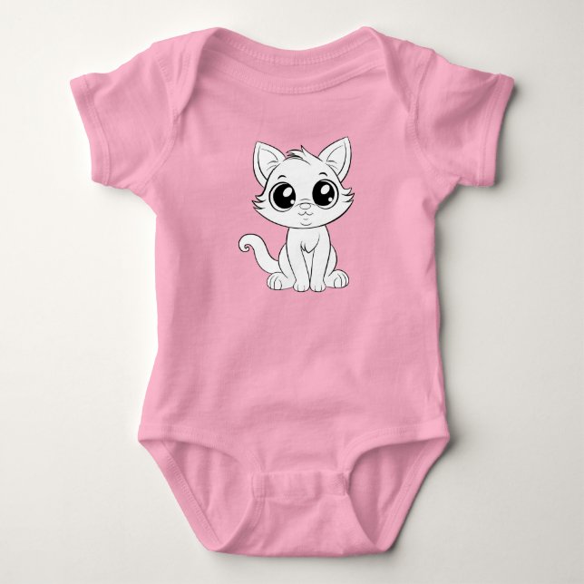 Body Para Bebê Cartoon Branco Bonito Adorável-30853 (Frente)