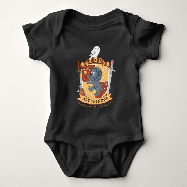 Body Para Bebê Cartoon Brave Gryffindor Crest (Frente)