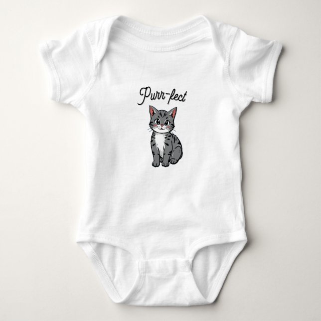 Body Para Bebê Cartoon Cat Purr-fect (Frente)