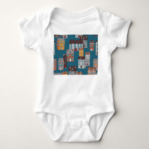 Body Para Bebê Cartoon City Vintage Wallpaper