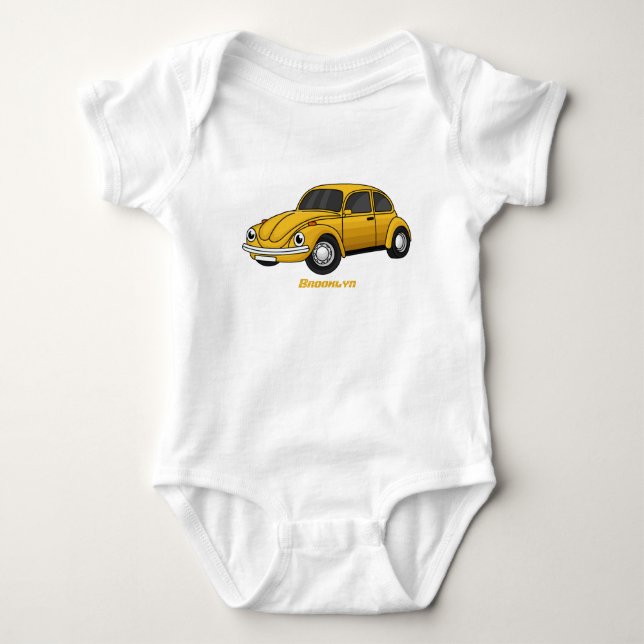 Body Para Bebê Cartoon de carro clássico (Frente)