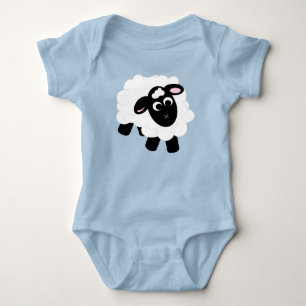 Body Para Bebê Cartoon de cor branca azul