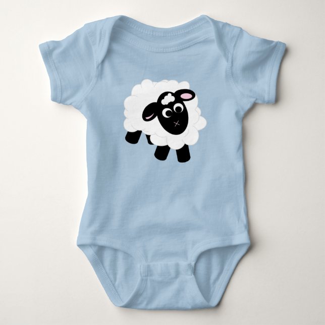 Body Para Bebê Cartoon de cor branca azul (Frente)