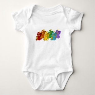 Body Para Bebê Cartoon de dragões coloridos
