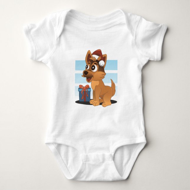 Body Para Bebê Cartoon de German shepherd (Frente)