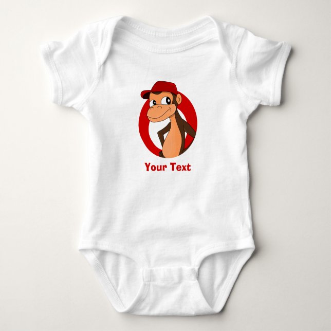 Body Para Bebê Cartoon de macaco personalizado (Frente)
