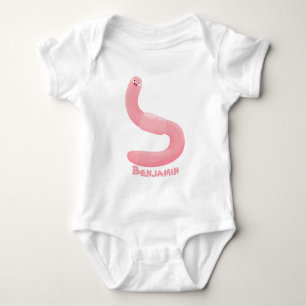 Body Para Bebê Cartoon de minhoca rosa-branca