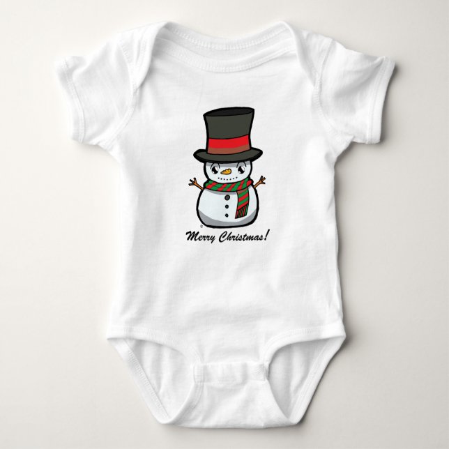 Body Para Bebê Cartoon de Natal Snowman (Frente)
