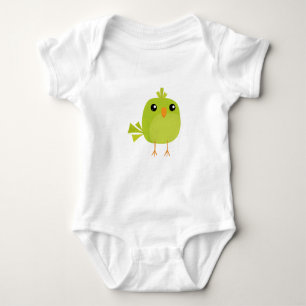 Body Para Bebê Cartoon de Pássaro Verde