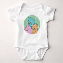 Body Para Bebê Cartoon Dinosaur Duo in Pastel Colors