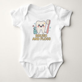 Body Para Bebê Cartoon dos dentes-cegos - Higiene dental do pince