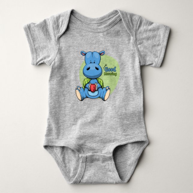 Body Para Bebê Cartoon Hippo | (Frente)