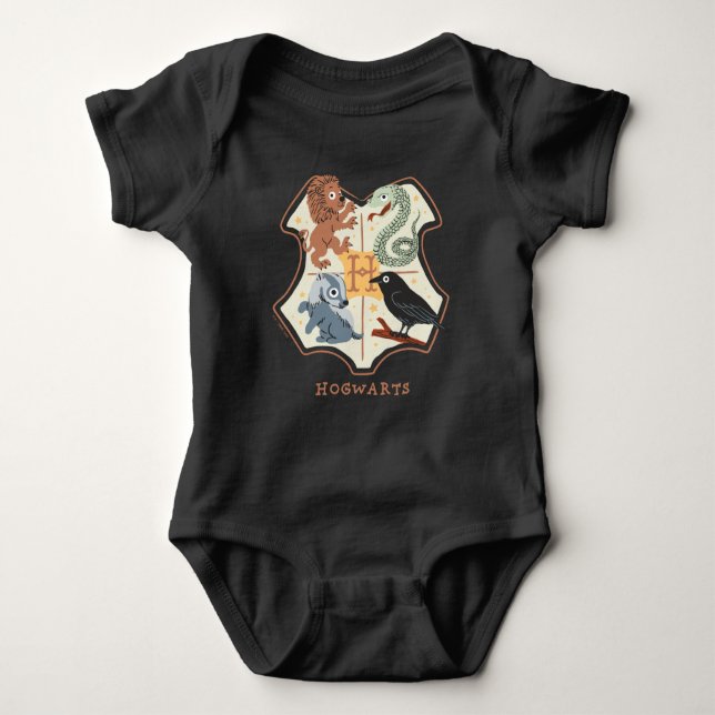 Body Para Bebê Cartoon Hogwarts Crest (Frente)