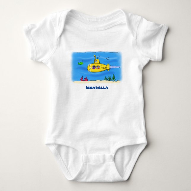 Body Para Bebê Cartoon submarino feliz (Frente)