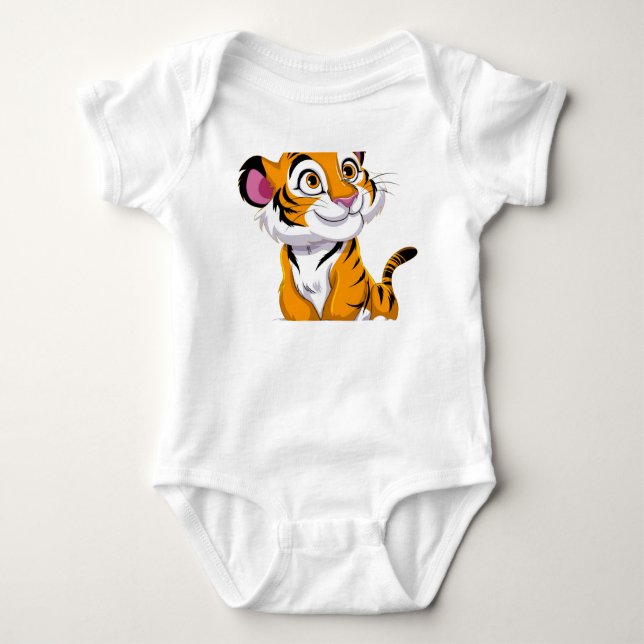 Body Para Bebê Cartoon Tiger Cub, Jersey (Frente)
