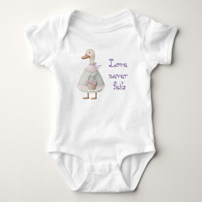 Body Para Bebê Casarinho Fofo Pastel Fé Pato Flores Laço (Frente)