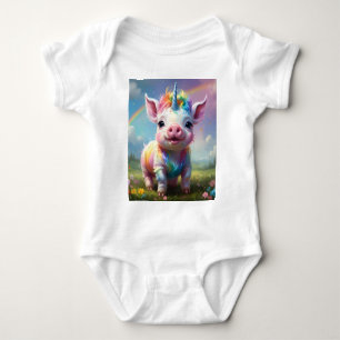 Body Para Bebê "Cascos Mágicos: O Rainbow Unicorn Pig"